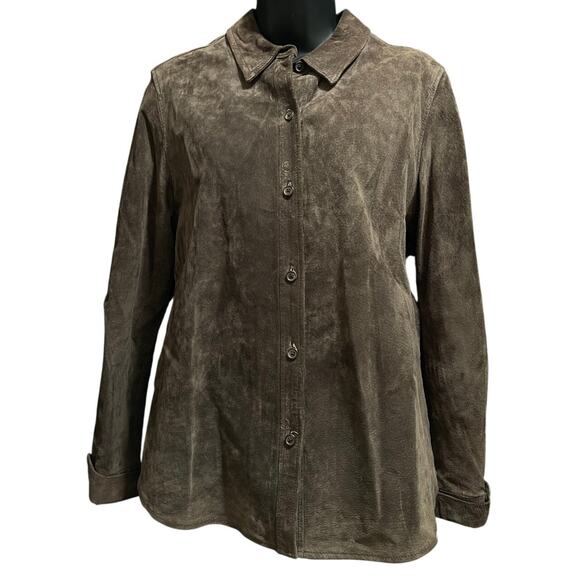 Charter Club 100% Leather - Lined - Shirt Jacket - Size 10 - Picture 1 of 6